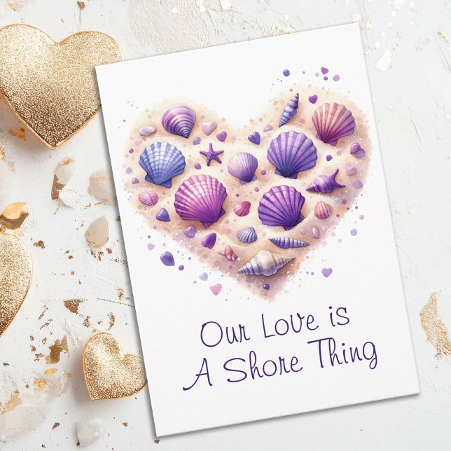 Cartão De Festividades Cute Seashell Heart Beach Love Valentine's Day (A Shore Thing Beach Lovers Summer Beach Seashells Heart Valentine's Day Card)