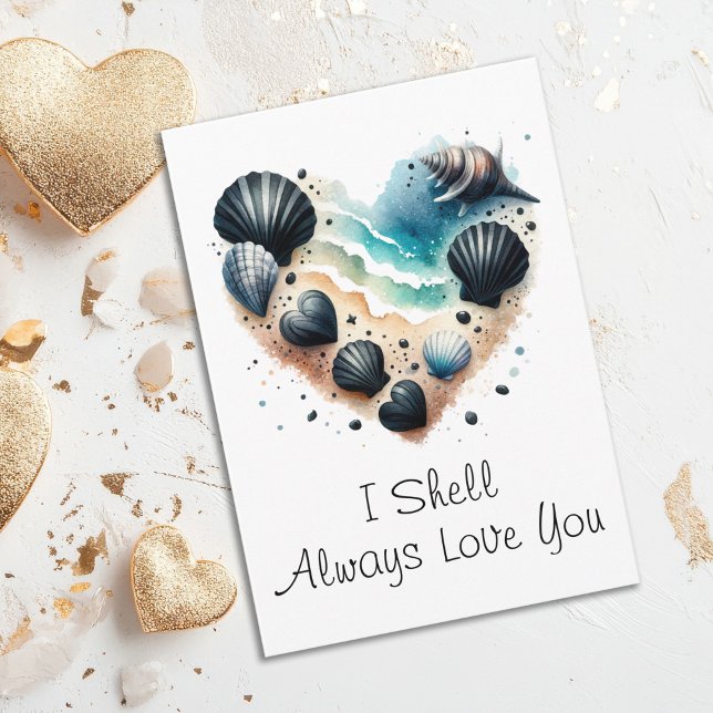 Cartão De Festividades Cute Seashell Heart Beach Love Valentine's Day (Beach Lovers Seashell Heart Valentine's Day Card)