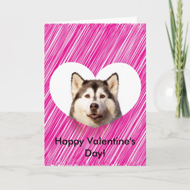 Cartão De Festividades Cute Siberian Husky Heart Valentine's Day Card (Frente)