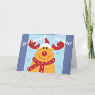 Cartão De Festividades Cute Silly Christmas Reindeer! (Customize It!)