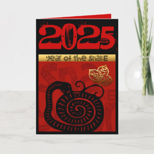 Cartão De Festividades Cute Snake Ano Chinês de 2025 Zodíaco Aniversário 