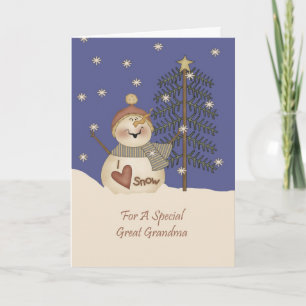 Cartão De Festividades Cute Snowman Christmas Great Grandma