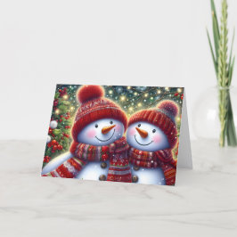 Cartão De Festividades Cute Snowman Couple Christmas
