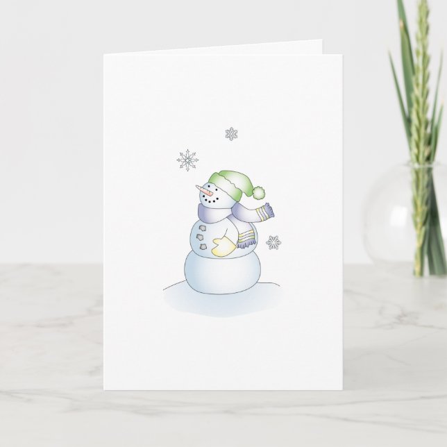 Cartão De Festividades Cute Snowman Holiday Greeting Christmas Xmas (Frente)
