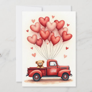 Cartão De Festividades Cute Teddy Bear Truck Valentine Card