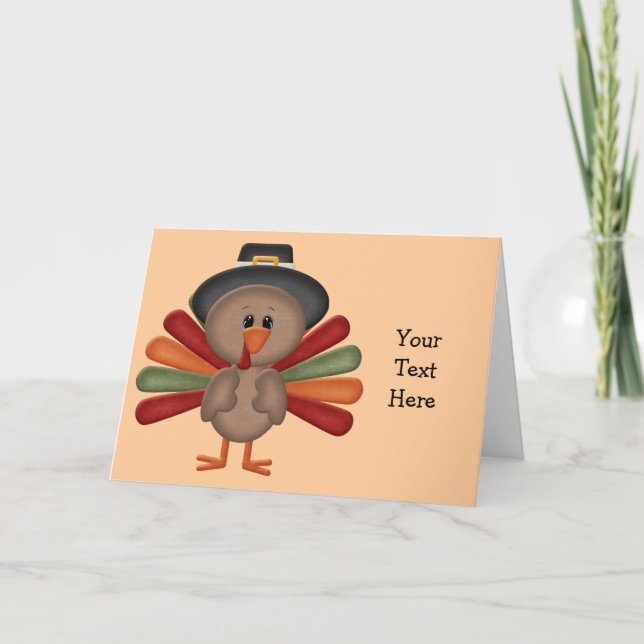 Cartão De Festividades Cute Thanksgiving Turkey (Frente)