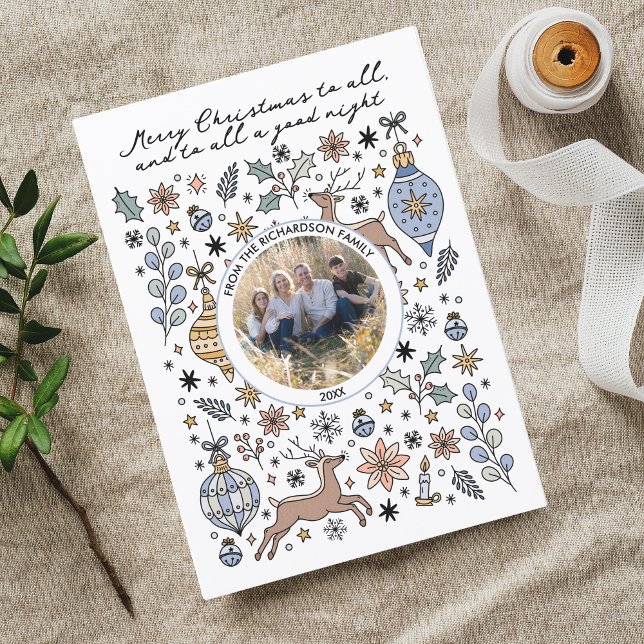 Cartão De Festividades Cute To All a Good Night Photo Christmas  (Criador carregado)