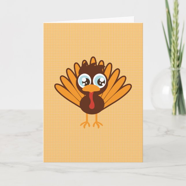 Cartão De Festividades Cute Turkey Thanksgiving Card (Frente)