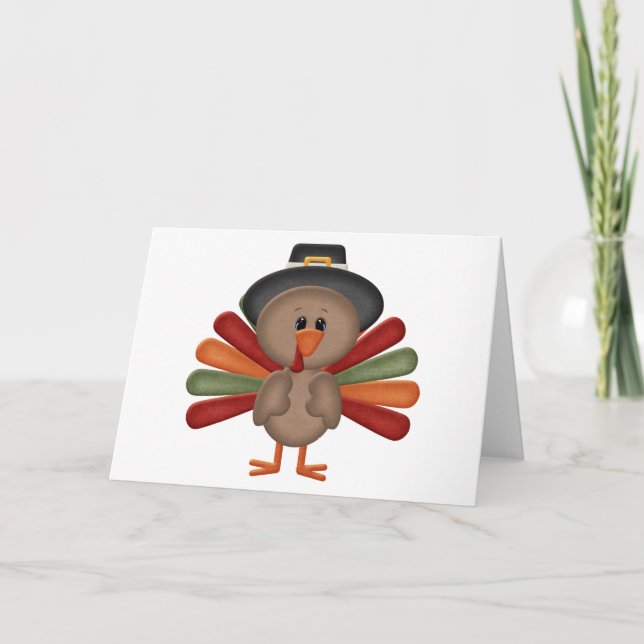 Cartão De Festividades Cute Turkey Thanksgiving (customizable) (Frente)