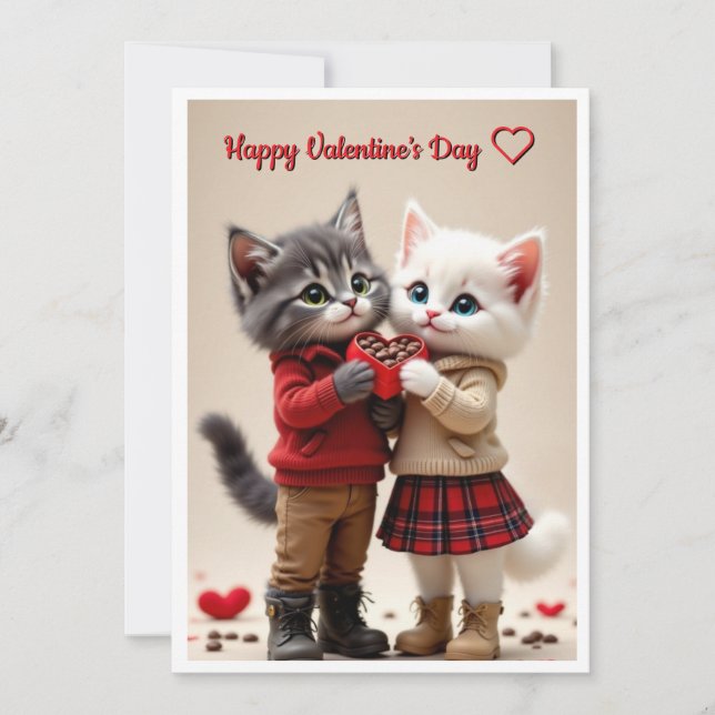 Cartão De Festividades Cute Valentine’s Day Card – Tom & Luna (Frente)
