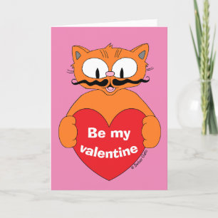 Cartão De Festividades Cute Valentine's Day Card Cartoon Cat
