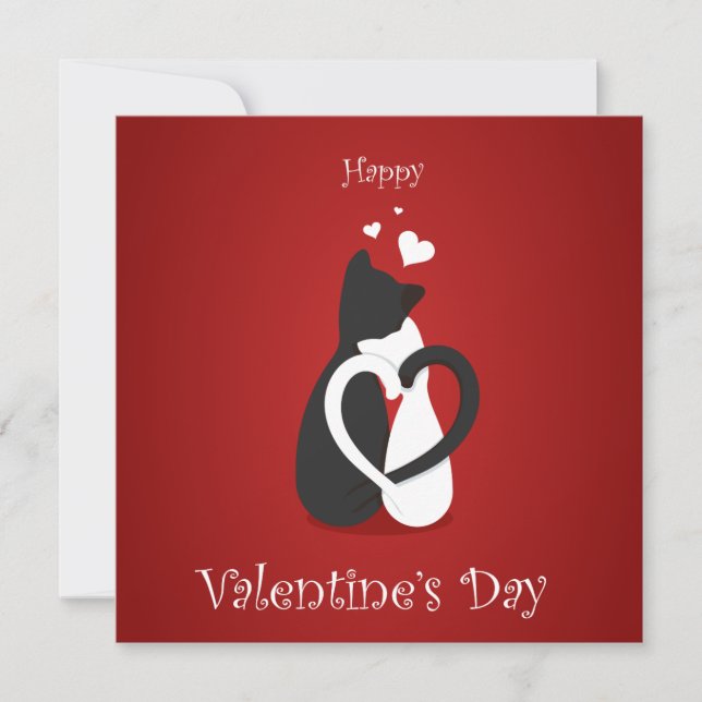 Cartão De Festividades Cute Valentine's Day Cats Love (Frente)