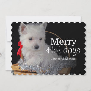 Cartão De Festividades Cute West Highland Terrier in basket