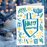 Cartão De Festividades Cute Whimsic Dreidel Menorah CUSTOM HANUKKAH<br><div class="desc">Cartão bonito perfeito para um cartão de feriado divertido! Mão fez arte para você! TOTALMENTE PERSONALIZÁVEL! Clique em "Personalizar" acima para editar o texto no dentro da placa. Clique em "editar usando a ferramenta design" para ajustar as fontes, cores e posicionamentos. (verifique meu compro para designs alternativos também) Este é...</div>