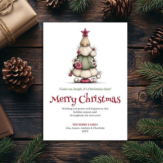 Cartão De Festividades Cute Whimsical Christmas Tree Festive Greeting (Cute Whimsical Christmas Tree Festive Greeting)