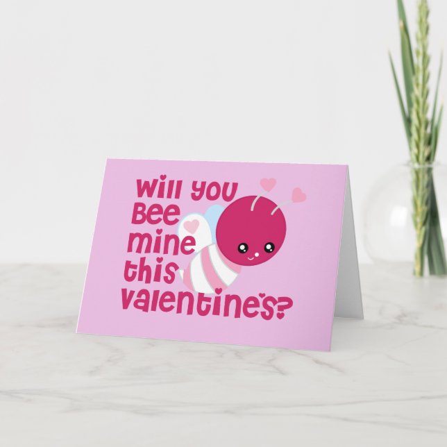 Cartão De Festividades Cute Will You Bee My Valentine (Frente)