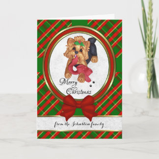 Cartão De Festividades Cute Yorkie Clay Art Merry Christmas Card
