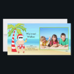 Cartão De Festividades CuteTropical Christmas Santa Family Photo Card.<br><div class="desc">Our Tropical Christmas Photo Card features a relaxing Santa lounging on a beach chair with a red & white palm tree set on a beautiful beach ocean scene background. The perfect tropical card to share your family vacation photo with friends & family this holiday season. Add your text & photo...</div>