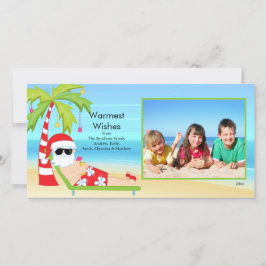 Cartão De Festividades CuteTropical Christmas Santa Family Photo Card.