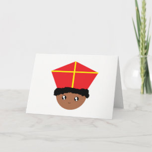 Cartão De Festividades Cutieful caçoa a mitra Zwarte Piet de São Nicola