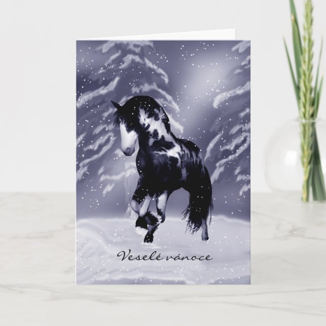 Cartão De Festividades Czech Horse Christmas Card - Digital Painting - Ve (Frente)