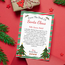 Cartão De Festividades Da Mesa do Papai Noel | Carta de Natal