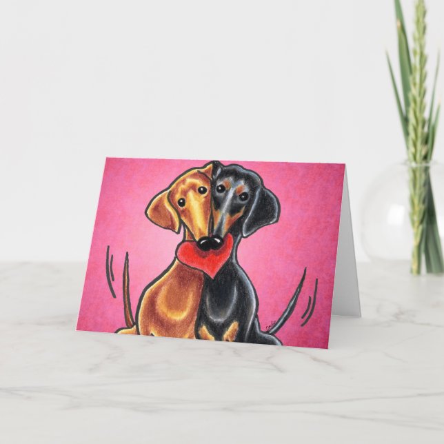 Cartão De Festividades Dachshances no Love Off-Leash Art™ Personalizados (Frente)