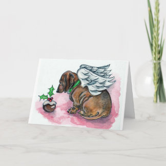 Cartão De Festividades Dachshund angel xmas card by Annabel Tarrant