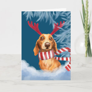 Cartão De Festividades Dachshund Através Da Neve