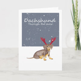 Cartão De Festividades Dachshund Através Da Neve