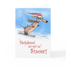 Dachshund através do Natal da Neve