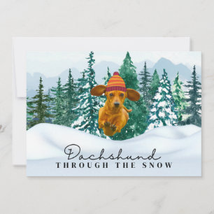 Cartão De Festividades Dachshund Atravessando a Neve Diversão de Natal Ca