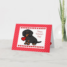 Cartão De Festividades Dachshund Black e Tan Heart