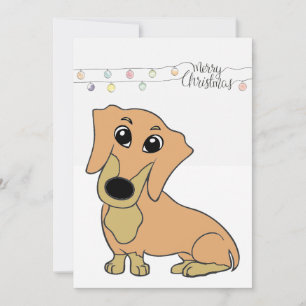 Cartão De Festividades dachshund cartoon castanho claro e bege