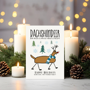 Cartão De Festividades Dachshund Cervo Alegria de Natal Engraçado
