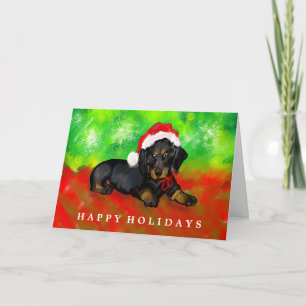 Cartão De Festividades Dachshund Christmas Card - Black Dachshund