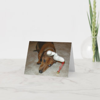 Cartão De Festividades Dachshund Christmas Card - Reluctant Reindeer