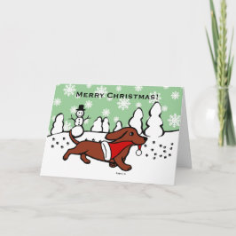 Cartão De Festividades Dachshund Christmas Cartoon