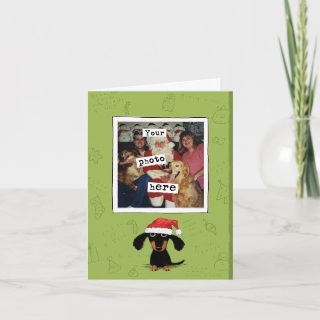 Cartão De Festividades Dachshund Christmas | Papais noeis De Cachorro Wie (Frente)