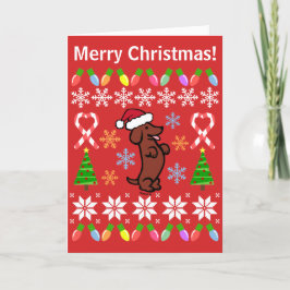 Cartão De Festividades Dachshund Christmas Santa Hat