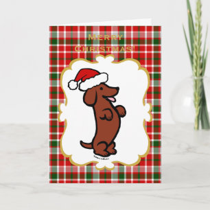 Cartão De Festividades Dachshund Christmas Santa Hat