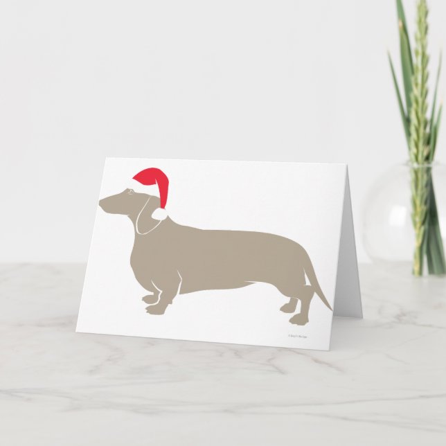 Cartão De Festividades Dachshund clássico de Doxie do papai noel (Frente)