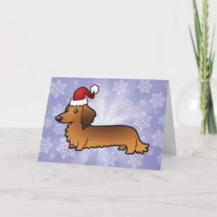 Cartão De Festividades Dachshund de Natal (cabelo longo)