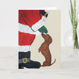 Cartão De Festividades Dachshund E Papais noeis