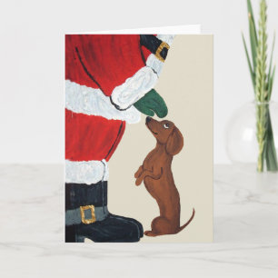 Cartão De Festividades Dachshund E Papais noeis