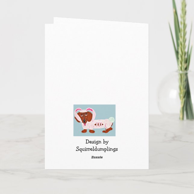 Cartão De Festividades Dachshund Easter Bunny (Verso)