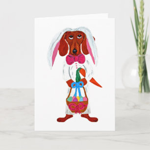 Cartão De Festividades Dachshund Easter Bunny