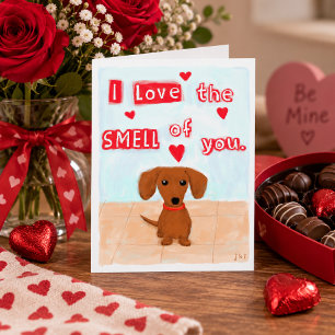 Cartão De Festividades Dachshund Engraçado Amor Dia dos Namorados Cachorr