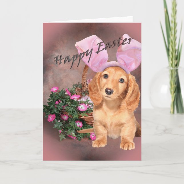 Cartão De Festividades Dachshund Happy Easter (Frente)