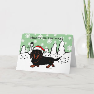Cartão De Festividades Dachshund Long Haired Black and Tan